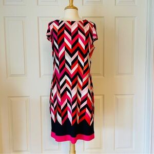 Signature Chevron Sheath Dress with Flutter Sleeves
